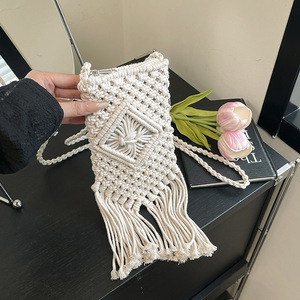 <span class=keywords><strong>2026</strong></span> 热销手工编织花边斜挎包流苏波西米亚时尚夏季拉链闭合度假钱包 - Product Image 6