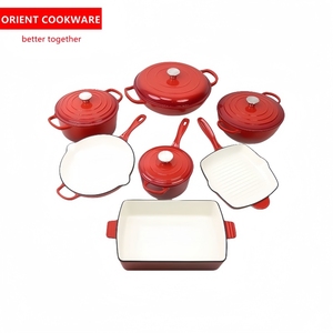 Juego de <span class=keywords><strong>Ollas</strong></span> y Sartenes de Hierro Fundido Esmaltado para Cocina - Juego de 7 Piezas, No Tóxico, Apto para Cocina de Inducción - Product Image 3