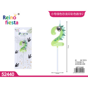 Buon compleanno per il nuovo anno pasqua Ramadan piccolo dinosauro verde numero 2 candela di compleanno per feste materiale cera - Product Image 1