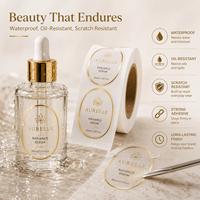 Étiquette personnalisée transparente en feuille d'or, autocollant imperméable en rouleau pour emballage de flacon de sérum cosmétique, logo adhésif, marque OEM ODM