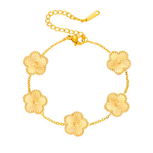 Bracciale in Acciaio al Titanio Placcato Oro con Quadrifoglio, Gioielli Trendy, Regalo di Compleanno per Donne - Product Image 3