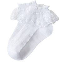 Bas de danse en coton dentelle pour filles Chaussettes courtes princesse automne printemps blanc mince pour vêtements de danse d'été