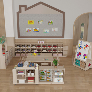 Juego de Mesa, Silla y Armario de Plástico Resistente y Ecológico para Niños, Fácil de Montar, Ideal para Guarderías y Centros de Cuidado Infantil - Product Image 1