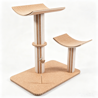 Petit arbre à chat écologique en liège, double colonne, design croissant, griffoir ondulé, style minimaliste moderne pour