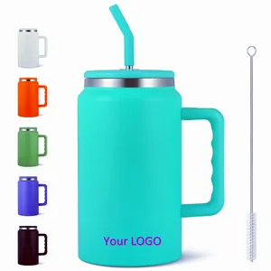 Large Capacity 50oz Tumbler 18/8 Stainless Steel Double Wall Tumbler Travel Mug 50oz Tumbler With Handle Metal Straw outdoor gym