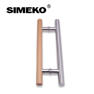 Venta directa del fabricante de nueva manija de puerta de vidrio de madera y acero inoxidable - Product Image 2
