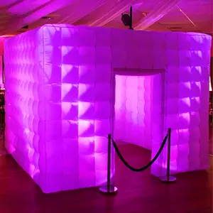 Barato negro portátil LED discoteca iluminación móvil club nocturno tienda inflable cubo fiesta tienda inflable club nocturno