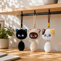 Gantungan Kunci Kucing Plush Poliester Pintar AI, Boneka Hewan Interaktif Berbicara, 10cm untuk Usia 2-14+