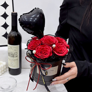 Caja de Rosas Preservadas Hechas a Mano de Lujo con Globo, Rosa Eterna en Caja Redonda, Regalo del Día de San Valentín para Ella, Regalo del Día de la Madre - Product Image 6