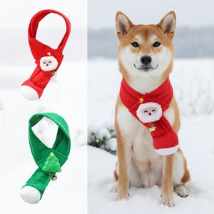 Pet Christmas Scarf Red And Green Cartoon Dog Neck Warmer Winter Decorative Accessory For Pets - Product Image 1