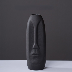 Ceramic Factory Wholesale Creative Design Simple Modern White Black Home Matte Ceramic Face <strong>Flower</strong> <strong>Vase</strong> - Product Image 4