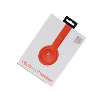 Couvercle noir de luxe et base en carton rigide boîte raphe sans fil bluetooth écouteur casque boîte d'emballage cadeau avec manchon blanc