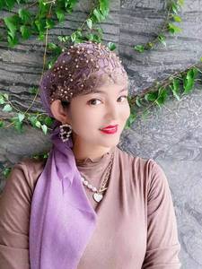 Pañuelo para la Cabeza Diario para Mujeres Musulmanas, Color Étnico Sólido a la Moda, Cómodo, Apto para Todas las Estaciones, Gorro Floral - Product Image 6