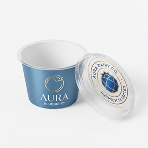 Contenants en plastique PP ronds épaissis personnalisés en gros pour yaourt, crème glacée, pouding, desserts, avec couvercle et cuillère - Product Image 5