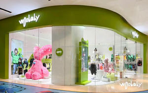 Juego Completo de Muebles Personalizados para Tienda de Bebés, Estantes de Exhibición de Ropa <span class=keywords><strong>Infantil</strong></span> con Temática Verde y Blanca, con Iluminación LED - Product Image 2