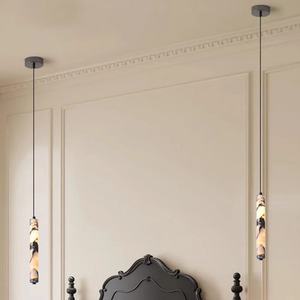 Lámpara Colgante Larga Estilo Mármol, LED E26, Luz Cálida, para Entrada de Casa, 4x28cm - Product Image 3