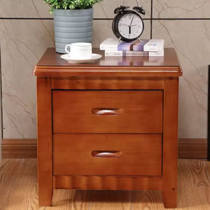 Hot Selling Modern Multi-function Natural Wood Solid Bedroom Furniture Nightstand Double <b>Drawer</b> <b>Storage</b> Durable Frame - Product Image 1
