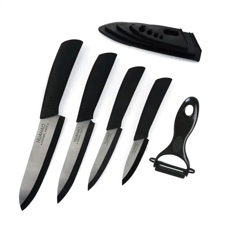 Ceramic Knife Set - 3 Knives & a Peeler - Black