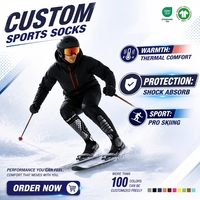 Chaussettes de ski en laine mérinos thermiques avec logo personnalisé, chaudes, épaisses, amortissantes, anti-humidité, pour l'hiver et le snowboard