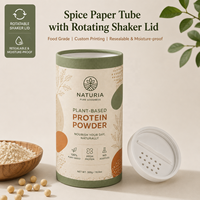Tube en papier de qualité alimentaire personnalisé OEM avec couvercle rotatif en PVC pour poudre de protéines, épices, sel, certifié FSC FDA