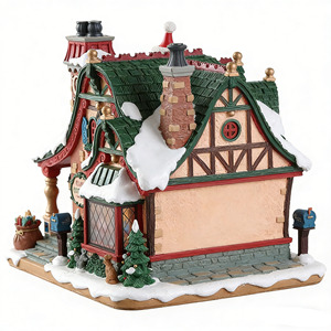 Figurine de village de Noël personnalisée peinte à la main, maisonnette <span class=keywords><strong>du</strong></span> Père Noël avec lumières LED pour la décoration de Noël à la maison - Product Image 4