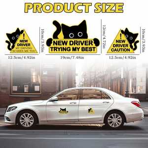 TECKZOOM Nouveau produit : Autocollants réfléchissants en PVC pour capot de voiture, pour apprentis conducteurs, autocollants DIY pour étudiants conducteurs - Product Image 2