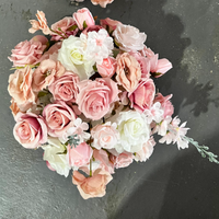 Arrangement floral de mariage unique de 30 cm, pêche et bleu, centre de table, boule de fleurs pour la décoration de réception, rose en soie FANCY, nouveauté