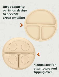 Produits de sécurité pour bébés, assiette à compartiments en silicone de qualité alimentaire non toxique sans BPA, ensemble de bols pour enfants avec cuillère - Product Image 4