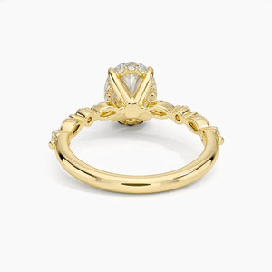 Anillos de oro amarillo de 10K con moissanita de corte ovalado para mujer, anillo solitario para promesa, aniversario, boda. - Product Image 3