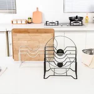 Kitchen Usage Glass Pot Cover Rack Cast Iron Pan Lid Rack Holder Pan Organizer Pan Rack