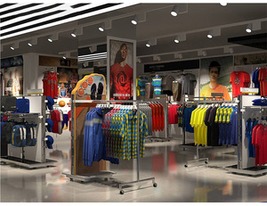 Diseño de Tienda de Artículos Deportivos Comerciales, Exhibidores de Ropa Deportiva de Metal Hechos Profesionalmente, Decoración para Tiendas de Ropa Deportiva - Product Image 6