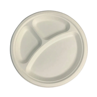 9 pouces 3 Compartiment Sugarcane Bagasse Plaque Ronde Conteneurs Compostables