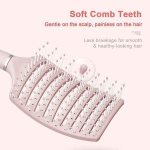 Fashion Simple Curved Vented Detangling Laser Nylon Hair <b>Brush</b> Custom Logo Eco-friendly Waterproof Dry Massage Salon Quality - Product Image 3