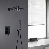 Ensemble de mitigeur de douche thermostatique à tête carrée, système de douche pluie de luxe en laiton antique, montage mural, certifié CE