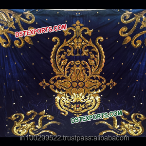 การออกแบบที่หรูหราฉากหลังเวทีแต่งงานสไตล์ฉากหลังเวทีแต่งงานผ้าม่านเย็บปักถักร้อยฉากหลังตกแต่ง - Product Image 1