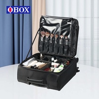 Профессиональный косметический чемодан OBOX в винтажном стиле, черный, на колесиках, с молнией, для путешествий и макияжа
