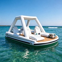 Bateau ponton catamaran avec système de moteur électrique pour sports nautiques, fêtes, rafting, dérive