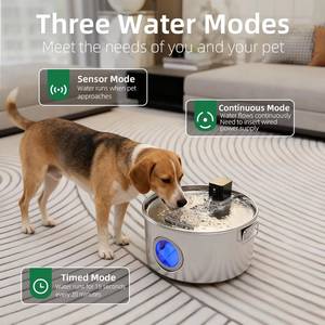 Fontaine à eau pour chien de grande capacité en acier inoxydable 304 de 12 L, durable, à commande par capteur, avec fenêtre de niveau d'eau et système de filtration pour chiens - Product Image 2