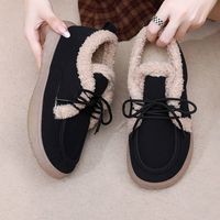 Chaussures décontractées à lacets en suède pour femmes, vente en gros directe d'usine, chaussures plates décontractées en peluche