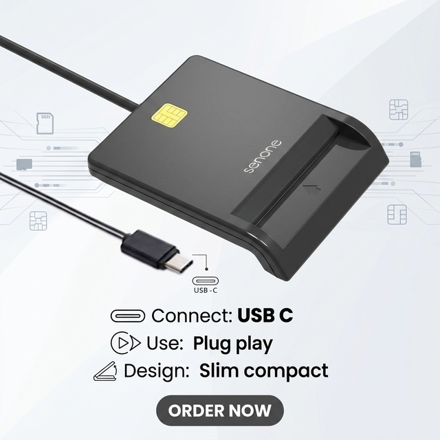 High Speed Plug and Play Type C USB Card Reader for Bank Card Writer Daily Personal Use