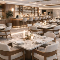 Ensemble de table et de chaises de restaurant en bois de style nordique moderne personnalisé avec canapé en velours