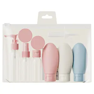 Empty Packaging Colorful Silicone Plastic Skincare Lotion Travel Bottle Set Kit For Cosmetics