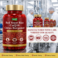 Complément alimentaire Lenm Private Label à base de levure de riz rouge et de coenzyme Q10 avec citron bergamote pour soutenir la santé cardiovasculaire et la protection antioxydante