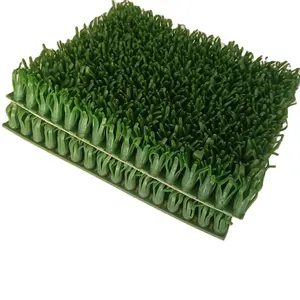 Tapis d'herbe vierge tissé en PE de couleur or et vert, tapis de minage