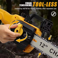 Scie à chaîne sans fil 21V sans balais, 12 pouces, portative, pour bricolage, profondeur de coupe 200 mm, batterie lithium-ion pour couper le bois