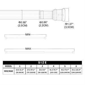 מתח מתכת אמבטיה מתכווננת מוט מקלחת מוט מוט מוט מוט מוט מוט מוט מוט לחלונות אין צורך לחלונות - Product Image 6