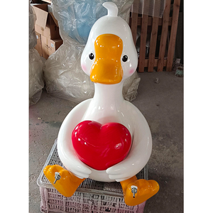 Estatua de Pato de Dibujos Animados de Fibra de Vidrio de Tamaño Real, Escultura de Arte Moderno para Decoración de Hogar, Jardín, Centro Comercial y Exteriores - Product Image 4