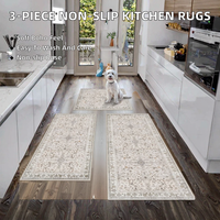 3-Piece Boho Kitchen Rug Set-Non-Slip Washable Soft Polyester Rugs for Sink Floor Entryway Hallway & Bathroom