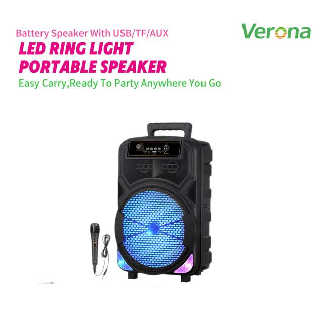 Portable Karaoke Speaker Built-in Microphone 5-10W Outdoor Party Speaker Featuring Wired Microphone LED Lights Battery Remote