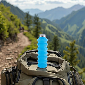 Yürüyüş ve seyahat için taşınabilir katlanabilir silikon spor su şişesi - Product Image 5